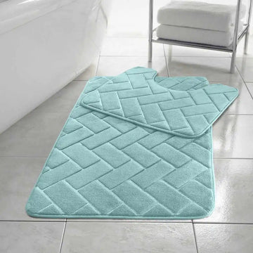 Blocks Memory Foam Bath Mat Set | 11 Colors Available