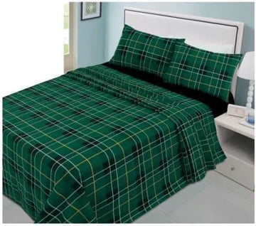 flannelette tartan sheet set green