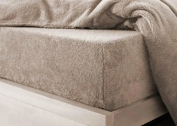 teddy fleece fitted sheet beige