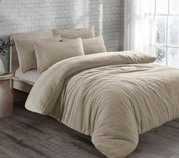 teddy fleece duvet cover set beige