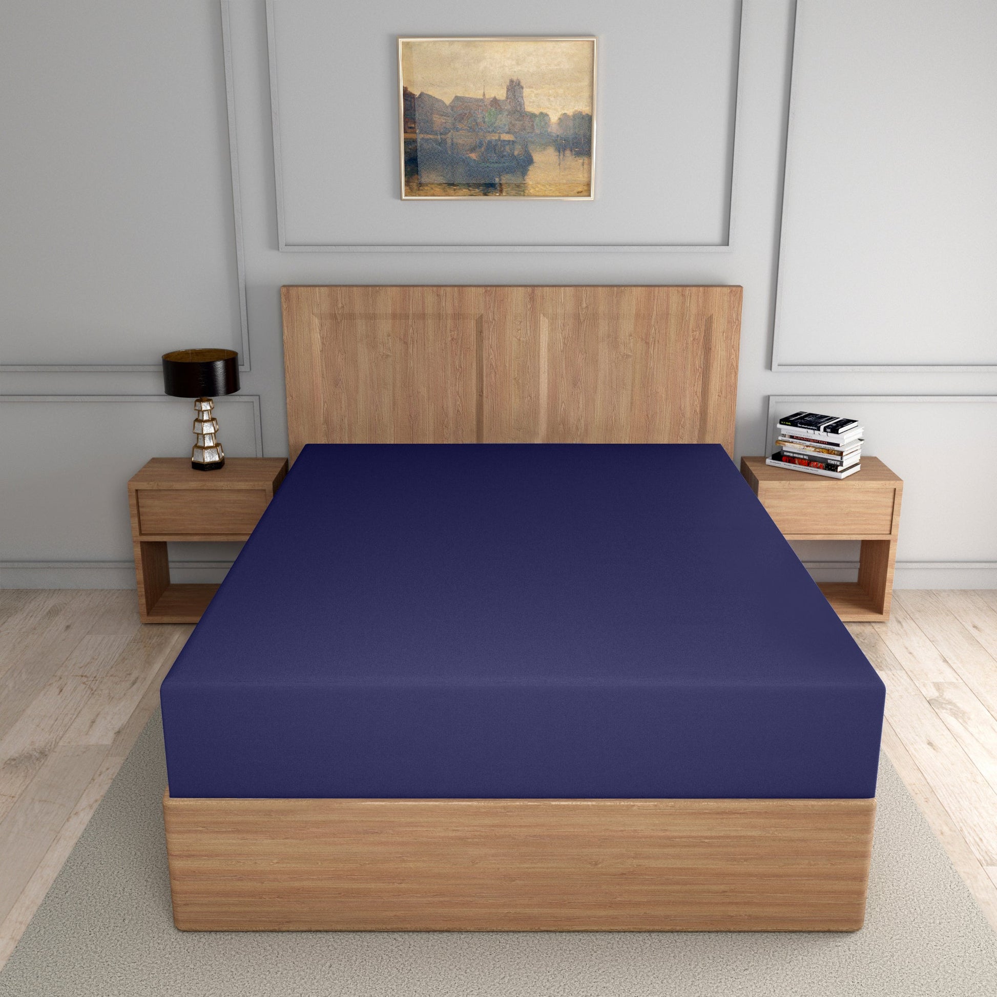 easy care PC fitted sheet navy