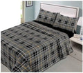 flannelette tartan sheet set grey