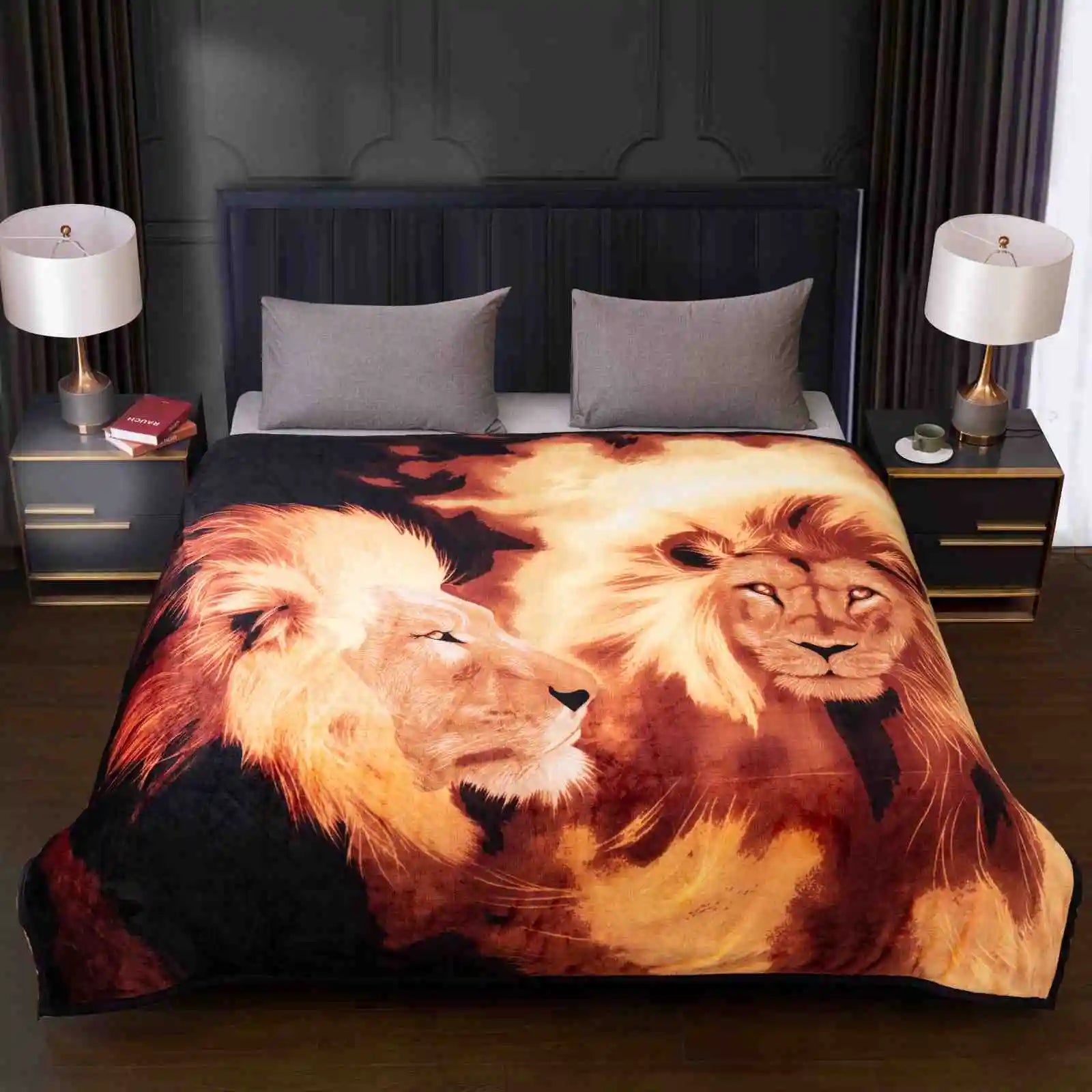 Animal printed throw lions