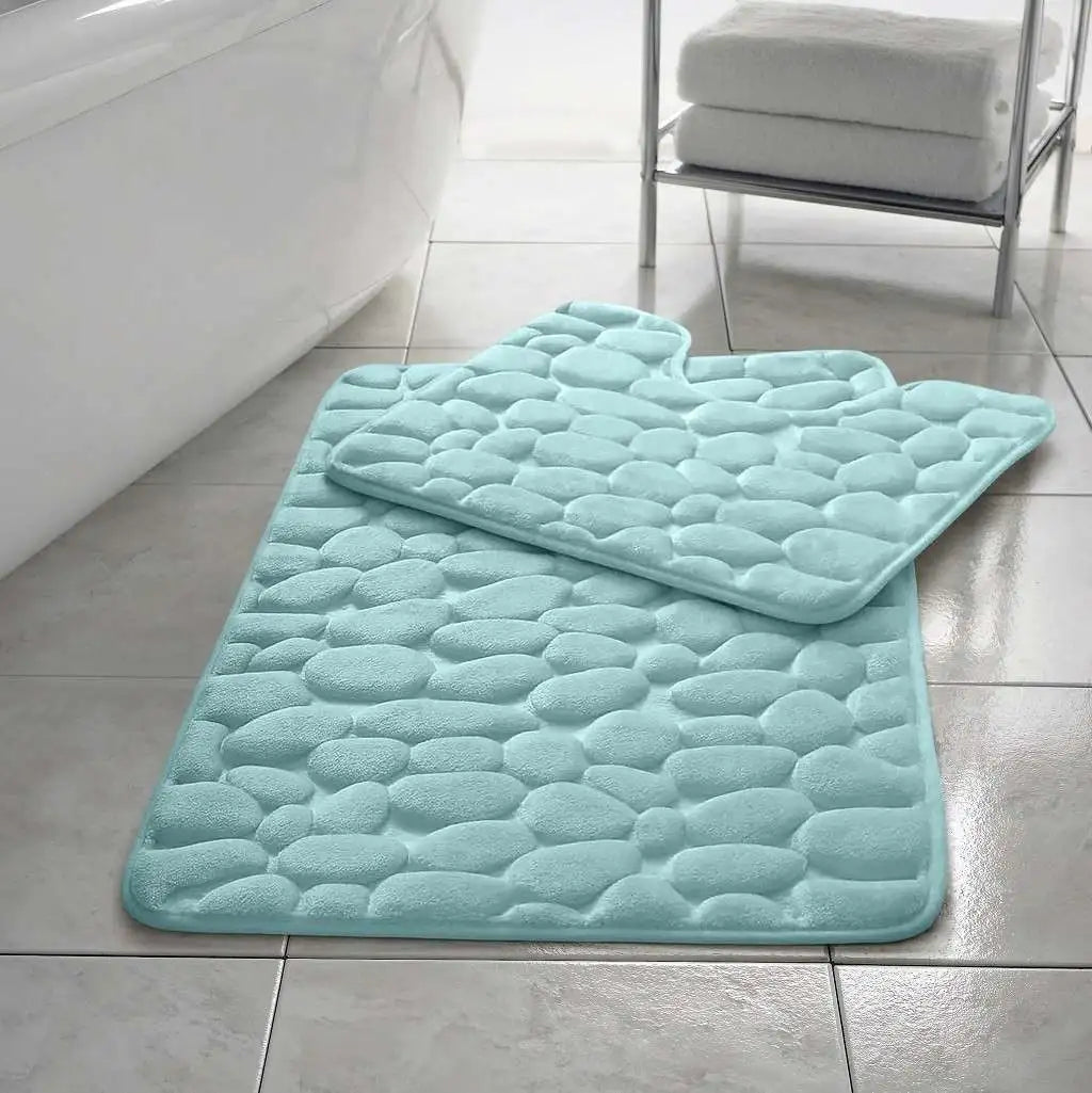 Pebble Memory Foam Bath Mat Set | 11 Colors Available