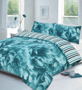 rose printed duvet cover set teal