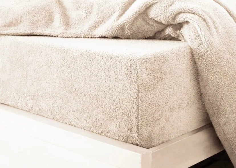 teddy fleece fitted sheet cream