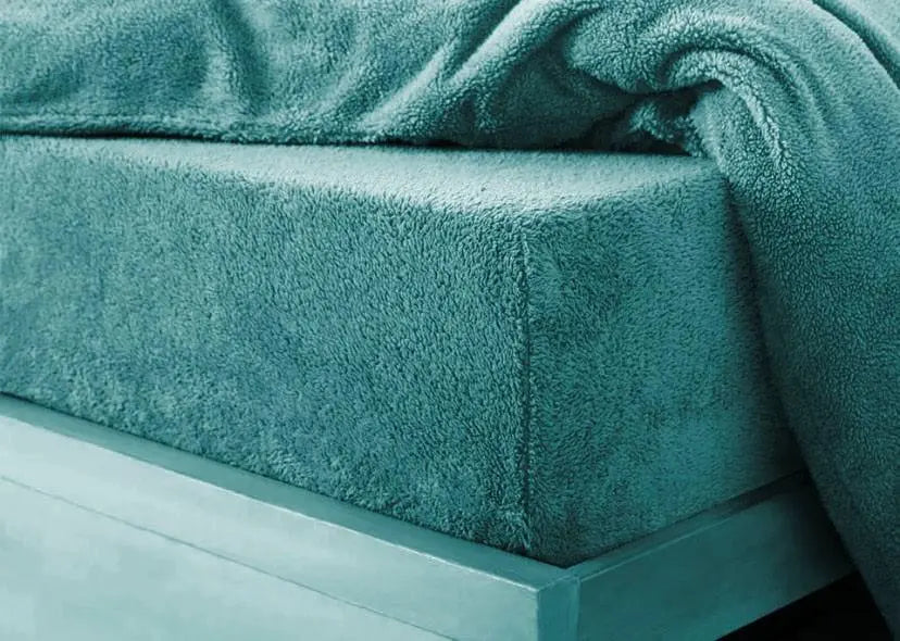 teddy fleece fitted sheet teal
