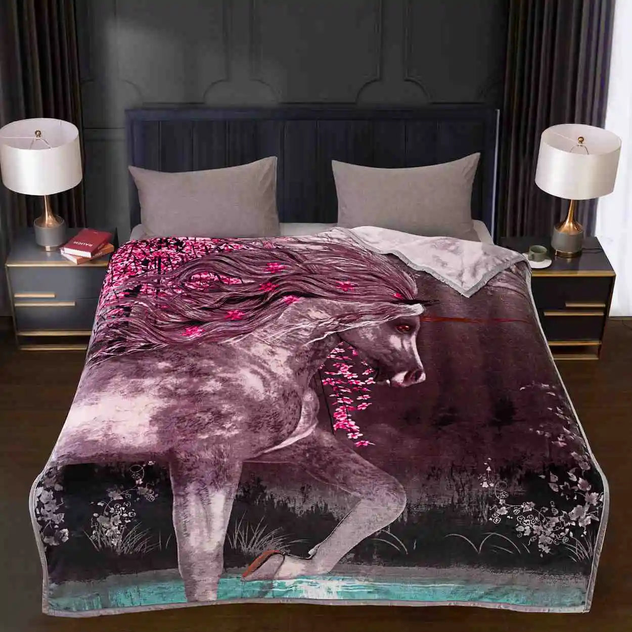 Animal printed throw  unicorn