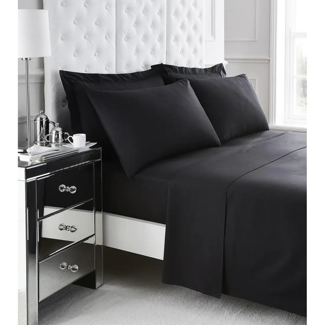200tc egyptian cotton fitted sheet black