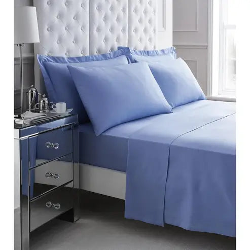 200tc egyptian cotton fitted sheet blue