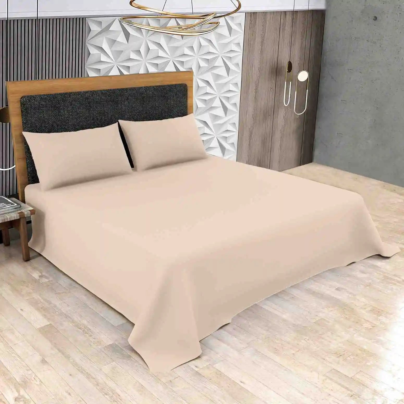 poly cotton flat bed sheets latte