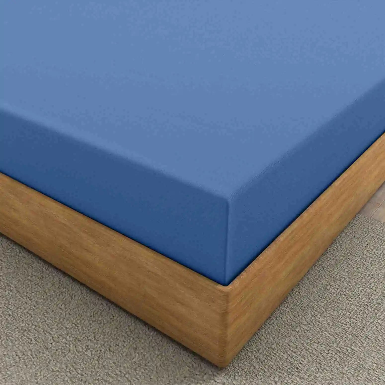 easy iron PC fitted sheet mid blue