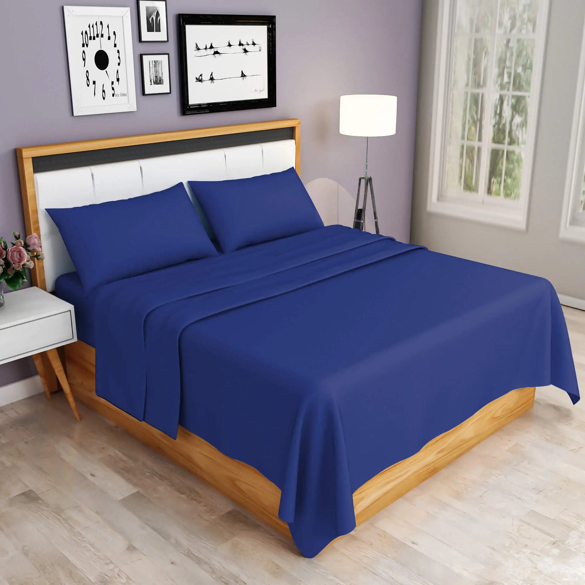 easy iron PC sheets set royal blue